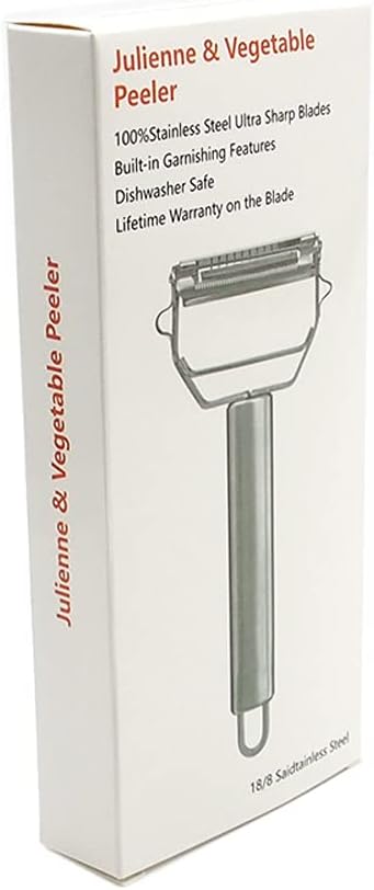 Ultra Sharp Vegetable Peeler，Stainless Steel 2 in 1 Julienne Vegetable Peeler Perfect for Carrot Potato Cucumber Gadget Vegetable Fruit (Silver)