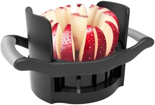 OOKUU Extra-Large Apple Slicer & Corer – 16-Blade Heavy Duty Stainless Steel Apple Cutter, Safe & Quick Apple Divider for Apples, Pears & More, with Clear Catch Bowl