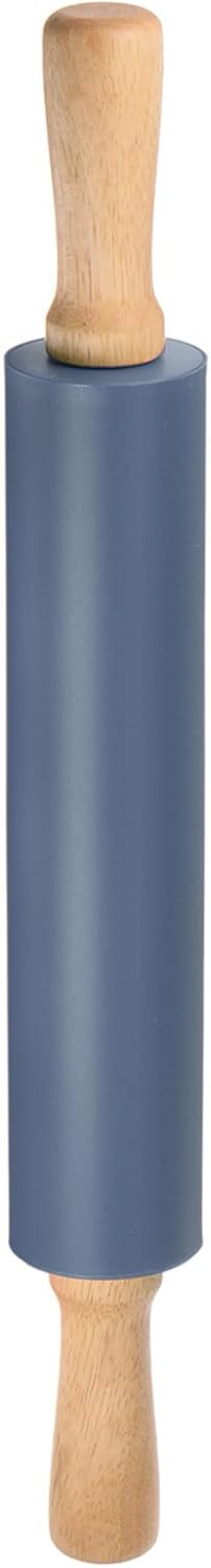HARFINGTON Silicone Rolling Pins for Baking 12.2 Inch Non-Stick Silicone Surface Wooden Handle Rolling Pin Small Roller Playdough Rolling Pins for Fondant Kitchen Dough Pizza, Green