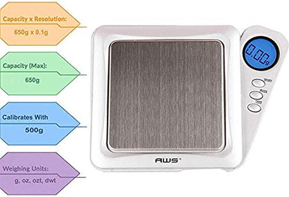 American Weigh Scales Blade Series Digital Pocket Gram Scale 1000g x 0.1g | Precision Mini Scale 0.1g Accuracy, Pocket Scale for Kitchen, Gold, Gems & Coin Scale, Smart Digital & Compact Scale