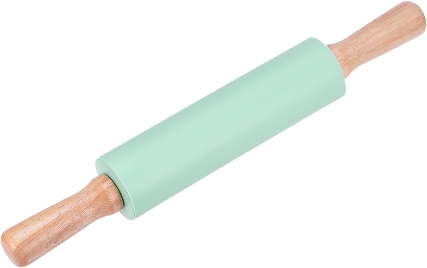 HARFINGTON Silicone Rolling Pins for Baking 12.2 Inch Non-Stick Silicone Surface Wooden Handle Rolling Pin Small Roller Playdough Rolling Pins for Fondant Kitchen Dough Pizza, Green