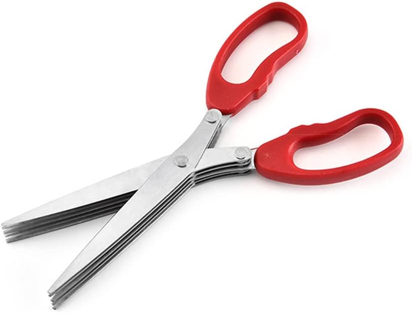 MagiDeal Shredder Scissors Multipurpose Multi-Blade Cutting Shears with Stainless Steel 5 Blades (Red)