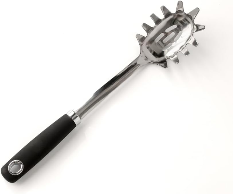 Pasta Fork, Stainless Steel Spaghetti Server, Pasta Spoon with Teeth, Spaghetti Spoon Pasta Server, Noddle Fork for Cooking, Kitchen Utensils, 14.3 Inches