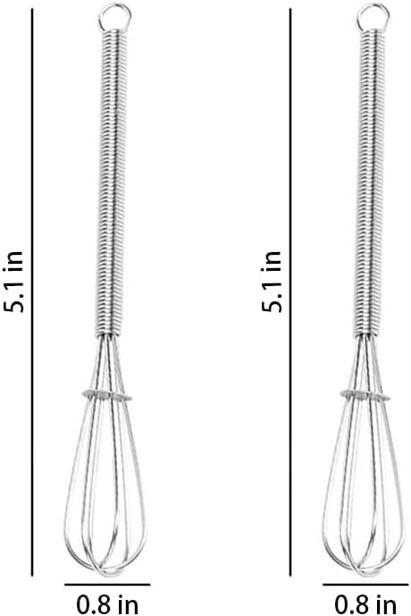 Stainless Steel Mini Whisk 2 Pcs, Small Wire Whisks Set with Wooden Handle, Kitchen Egg Beater Mini Hand Mixer for Cooking, 7.8inch