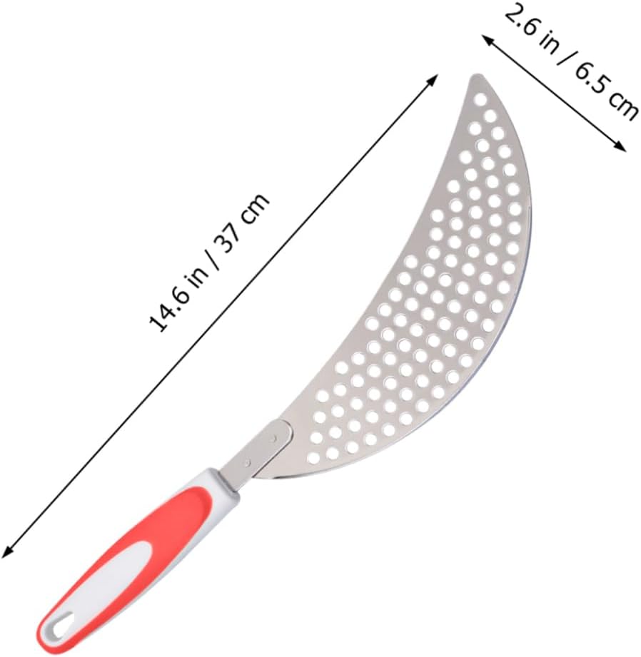 LABRIMP 14.57 Inch Stainless Steel Pot Strainer with Handle Pan Drainer Clip-on Kitchen Pasta Draining Tool for Safe Water Separation and Food Straining