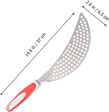 LABRIMP 14.57 Inch Stainless Steel Pot Strainer with Handle Pan Drainer Clip-on Kitchen Pasta Draining Tool for Safe Water Separation and Food Straining