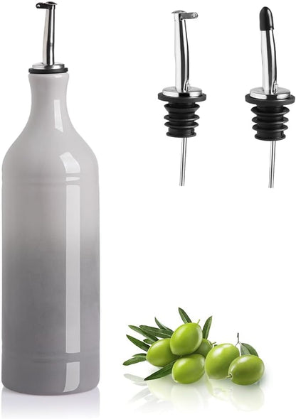 Sweejar Ceramic Olive Oil Dispenser Bottle, Opaque Oil Cruet Protects to Reduce Oxidation, Suitable for Storage Vinegar, Coffee Syrups & Other Liquids, Pack of 1, 15.5 Fl Oz(Beige)