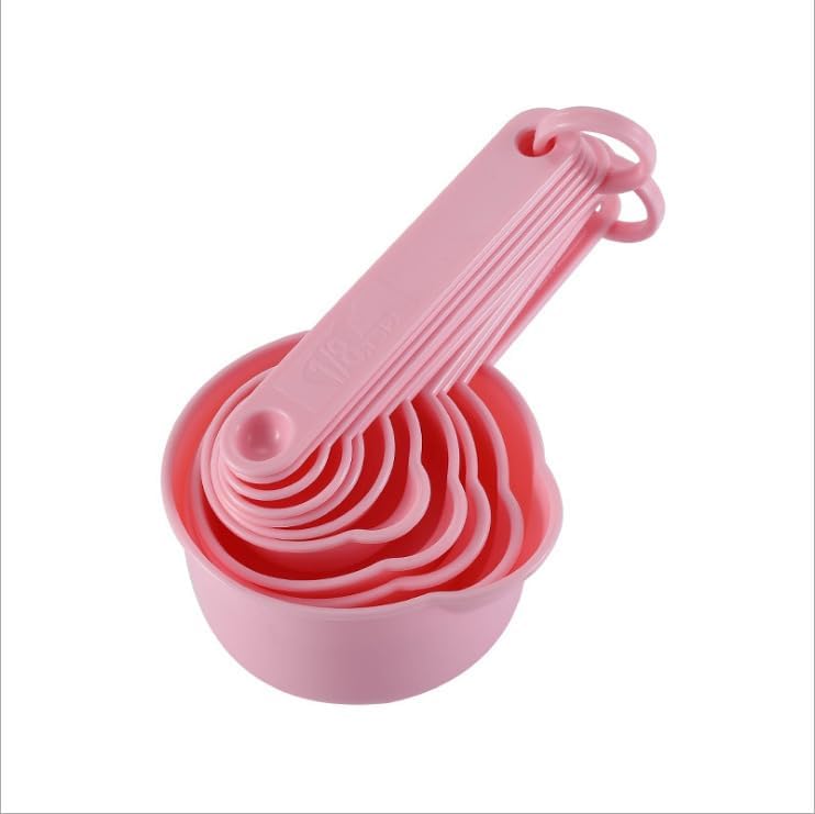 Plastic Measuring Cups and Spoons Set 11, 5 Plastic Measuring Cups & 6 Measuring Spoons Set for Liquid & Dry Measure Use, Measure Cups & Spoons for Kitchen & Baking, Purple