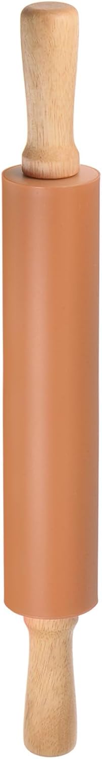 HARFINGTON Silicone Rolling Pins for Baking 12.2 Inch Non-Stick Silicone Surface Wooden Handle Rolling Pin Small Roller Playdough Rolling Pins for Fondant Kitchen Dough Pizza, Green