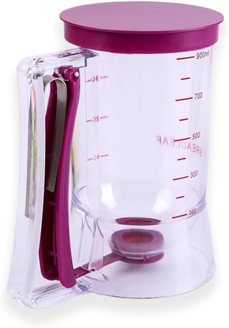 Pancake Batter Dispenser, Batter Cream Speratator Cupcakes Maker with Measuring Label, Mess Free Cupcake Batter Dispenser with Squeeze Handle, Perfect Baking Tool for Muffin Mix, Crepe, Cake