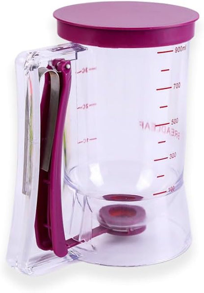 Pancake Batter Dispenser, Batter Cream Speratator Cupcakes Maker with Measuring Label, Mess Free Cupcake Batter Dispenser with Squeeze Handle, Perfect Baking Tool for Muffin Mix, Crepe, Cake
