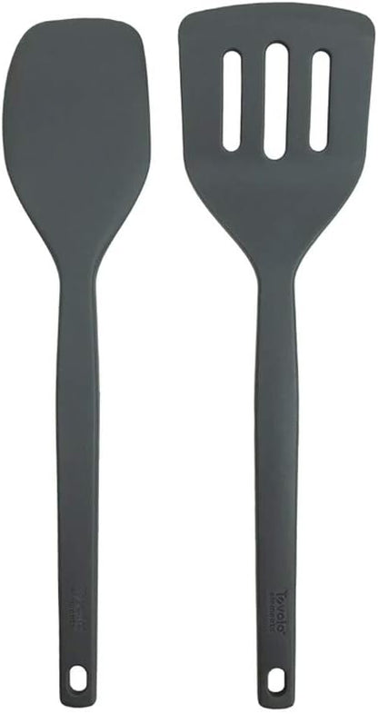 Tovolo Elements Silicone Spatula Turner Set Kitchen Utensils Heat Resistant 600F Easy Clean Dishwasher Safe Nonstick Spatula Turner Bundle Cookware for Cooking Baking Mixing Tools, Thyme Green