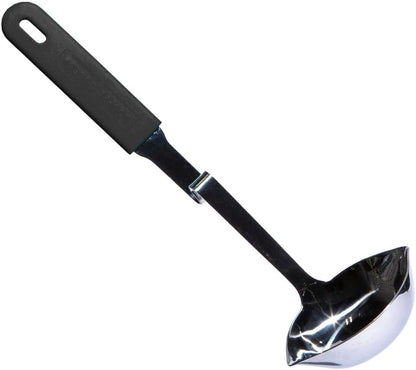 Souper Cubes + Lori Greiner No Mess Stainless Steel Soup Ladle with Silicone Handle - Metal Soup Ladle with No Mess Design That Hooks on Side of Any Pot - Cranberry