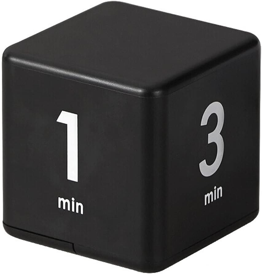 Feilifan Cube Timer, Productivity Cube Rotating Timer for Kitchen Studying Workout Classroom Kids ADHD 1-3-5-10 Minute Preset, White