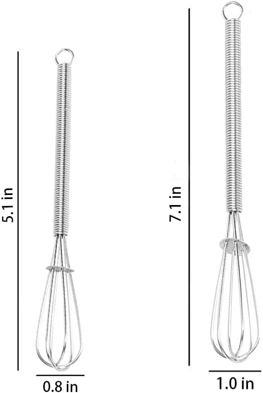 Stainless Steel Mini Whisk 2 Pcs, Small Wire Whisks Set with Wooden Handle, Kitchen Egg Beater Mini Hand Mixer for Cooking, 7.8inch