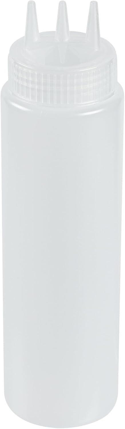 Restaurantware Plastic Squeeze Bottle 20 oz Refillable Condiment Bottle Large Valve Dishwashable Yellow Inverted Sauce Dispenser For Thick Condiments, Dressings, Batter, Sour Cream, And Syrups