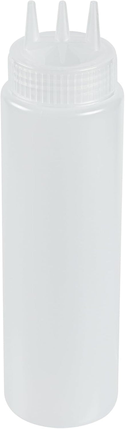 Restaurantware Plastic Squeeze Bottle 20 oz Refillable Condiment Bottle Large Valve Dishwashable Yellow Inverted Sauce Dispenser For Thick Condiments, Dressings, Batter, Sour Cream, And Syrups