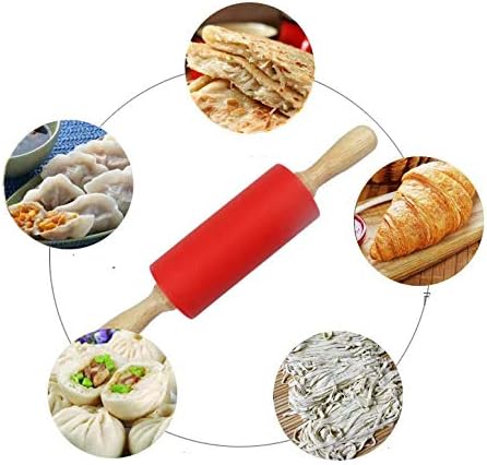 Small Wooden Handle Rolling Pin for Kids - Non-Stick Silicone Rodillo for Reposteria & Masa