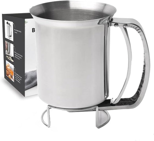 Stainless Steel Pancake Batter Dispenser, Batter Dispenser with Squeeze Handle, Professional Pancake Dispenser for Pancakes, Cupcakes, Muffins and Waffles (800ml)