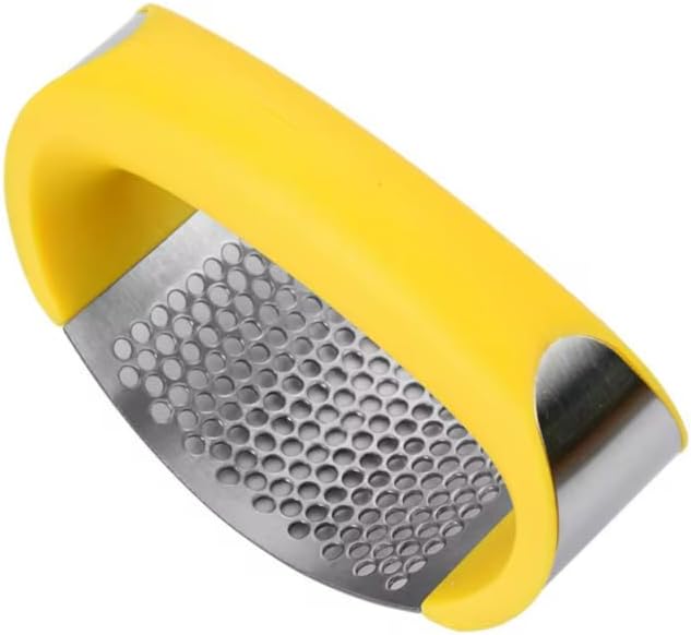 Angel's Peel Lounge Stainless Steel Garlic Press Rocker Set with Silicone Garlic Peeler & Cleaning Brush – Garlic Chopper, Mincer, Grater, Crusher – Easy for Crushed Cloves – Rust-Resistant, Black