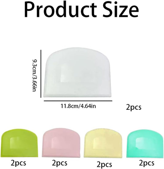 10Pcs Dough Scraper Plastic Bench Scraper for for Baking, Bread Dough, Pizza, Cake Decorating and Kitchen Use (Multi-Color)