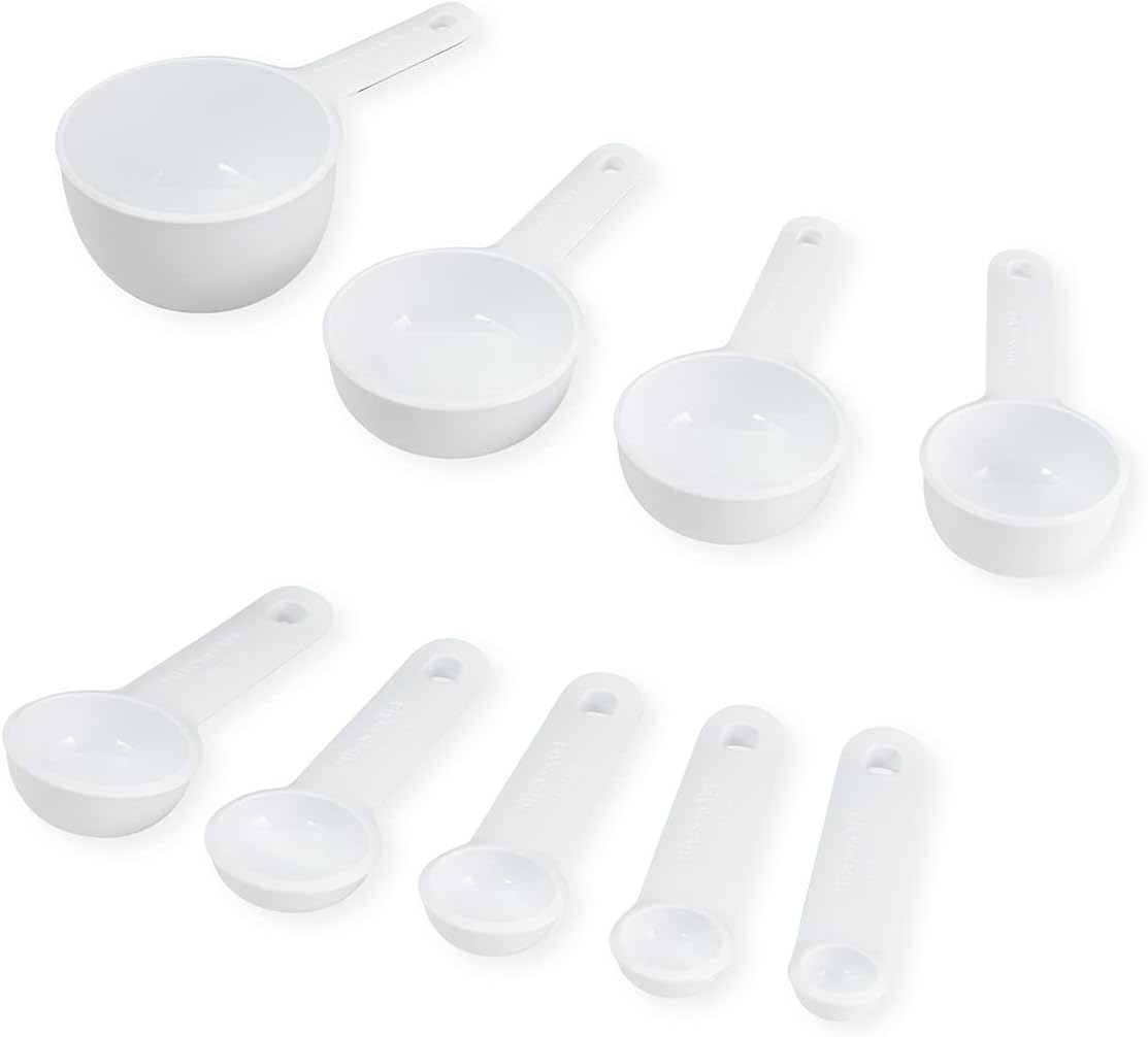 KitchenAid Universal Easy To Read Measuring Cup and Spoon Set with Soft Grip Handle for Maximum Control, Hang Hole and Nesting For Easy Storage, Dishwasher Safe, 9 Piece, Pistachio