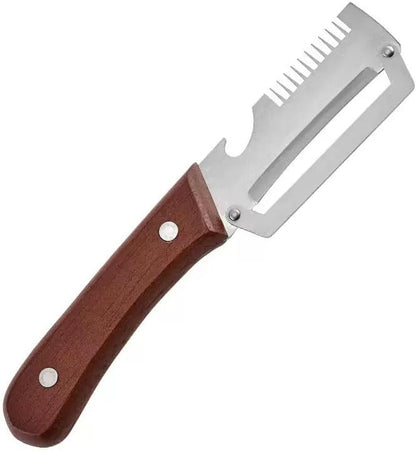 3 in 1 Vegetable Peeler, Stainless Steel Julienne Peeler with Solid Wood Handle, Multi‑Functional Fruit Potato Carrot Cucumber Slicer Shredder, Food‑Grade Kitchen Peeling Tool for Home Cooking
