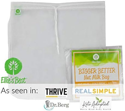 Pro Quality Nut Milk Bag – Big XL Commercial Food Grade – Strong Durable Reusable Almond Milk Straining Bags & All Purpose Fine Mesh Nylon Cheesecloth Strainer– Juicing-Cheese–Recipes & Vids