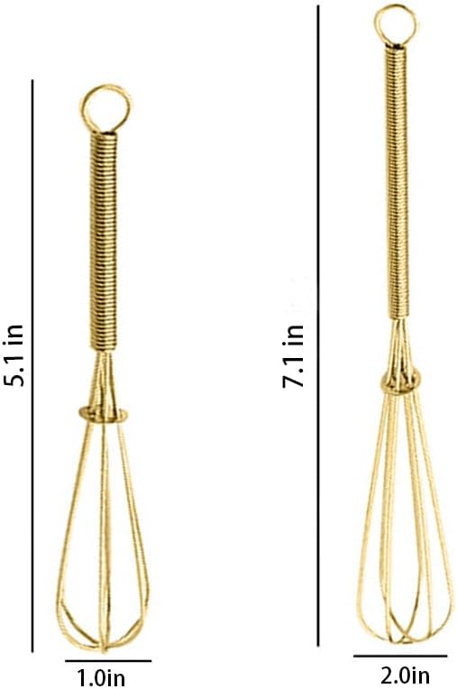 Stainless Steel Mini Whisk 2 Pcs, Small Wire Whisks Set with Wooden Handle, Kitchen Egg Beater Mini Hand Mixer for Cooking, 7.8inch