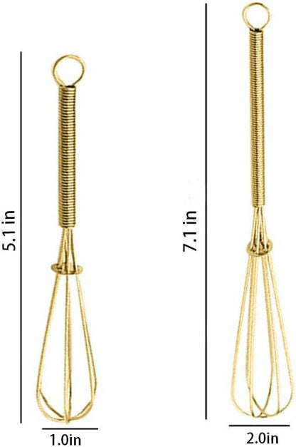 Stainless Steel Mini Whisk 2 Pcs, Small Wire Whisks Set with Wooden Handle, Kitchen Egg Beater Mini Hand Mixer for Cooking, 7.8inch