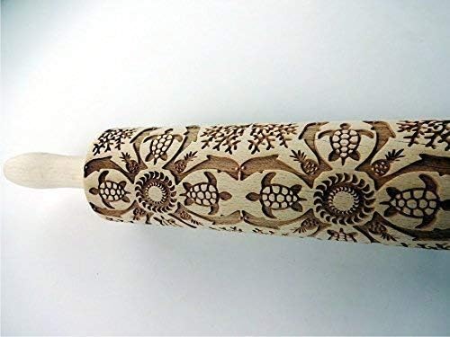 Embossing Rolling Pin SHELLS. Dough and Clay Roller for Embossed Cookies and Pottery. Cookie and Ceramic Stamp. Backing Gifts for Women by Algis Crafts