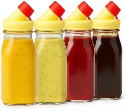 kitchentoolz Salad Dressing Shaker Bottle – 12oz Carafe Glass Bottle with Silicone Pour Spout and Tamper-Proof Lid for Sauces and Marinades - Salad Dressing Dispenser Container