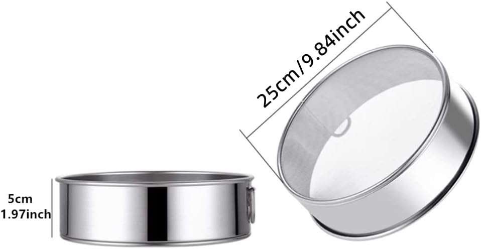 Flour Sifter Round Flour Sieve Strainer with 40 Mesh Premium Rustproof Stainless Steel Fine Mesh for Baking 7.87 inch x 1.97 inch
