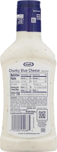 Kraft Dressing, 1 Bottle, for Salads and Dipping, Chunky Blue Cheese, No High-Fructose Corn Syrup, No Artificial Flavors, 16 oz