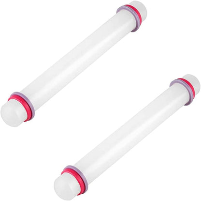 2 Pcs Adjustable Rolling Pin with Removable Rings Non Stick Fondant 9 Inch Rolling Pin for Dumpling Dough Roller Baking Dough Pizza Pie Pastries Pasta Cookies