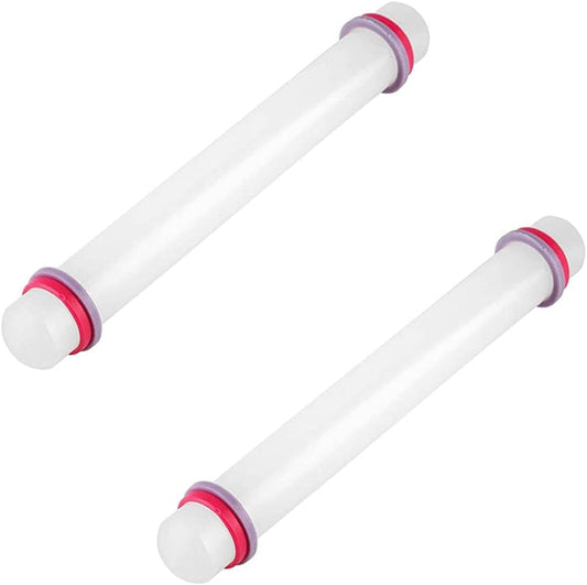 2 Pcs Adjustable Rolling Pin with Removable Rings Non Stick Fondant 9 Inch Rolling Pin for Dumpling Dough Roller Baking Dough Pizza Pie Pastries Pasta Cookies
