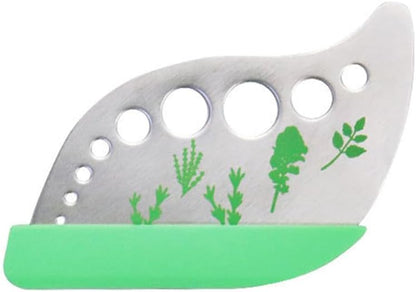 Herb Stripper,Green 9 holes Stainless Steel Kitchen Herbs Leaf Stripping Tool, Metal Herb Peeler for Kale, Collard Greens, Thyme, Basil, Rosemary Stripper, 5.1*2.5 inch, Silver