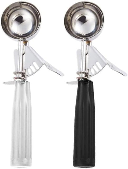 Meadow Lane Trigger Scoop - #24 Size (2-in Diameter) 2.7 Tbsp Capacity, Stainless Steel, Portion Control, Ice-cream & Cookie Dough Scoop, Black