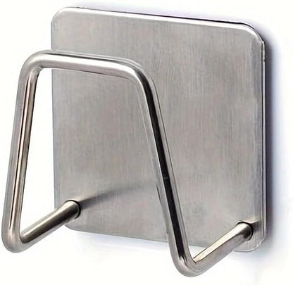 4Pcs Adhesive Sponge Holders for Kitchen Sink, Stainless Steel, Wall Mounted Storage Organizer (4)