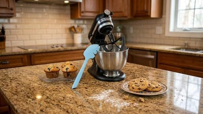 Silicone Spatula ONE Mixer Beater Scraper and Spatula, Cherry Red