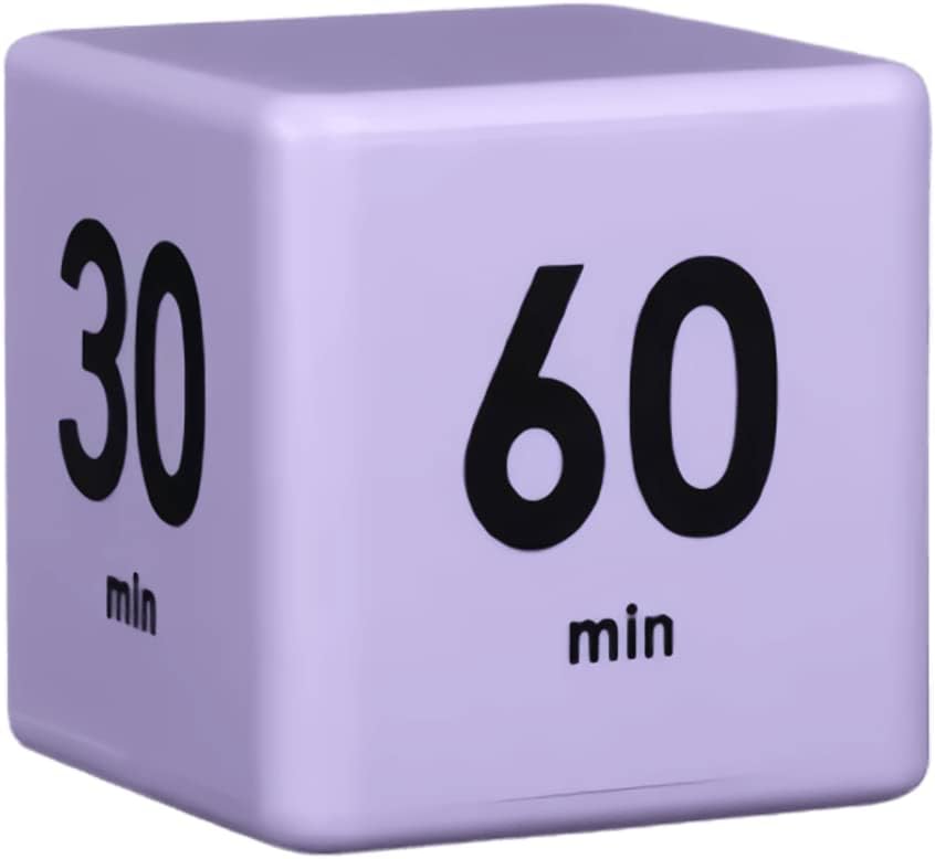 Feilifan Cube Timer, Productivity Cube Rotating Timer for Kitchen Studying Workout Classroom Kids ADHD 1-3-5-10 Minute Preset, White