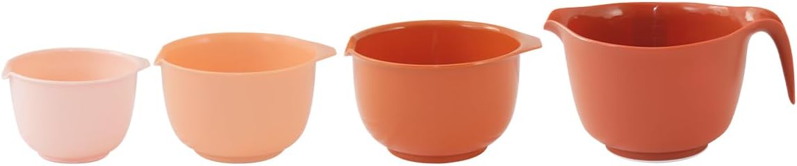 Glad Mixing Bowls with Pour Spout, Set of 4 - Nesting Plastic Bowls (1.2qt, 1.9qt, 2.8qt, and 3qt with Handle) - Non Slip Base, Dishwasher Safe Kitchen Cooking and Baking Supplies, Grey