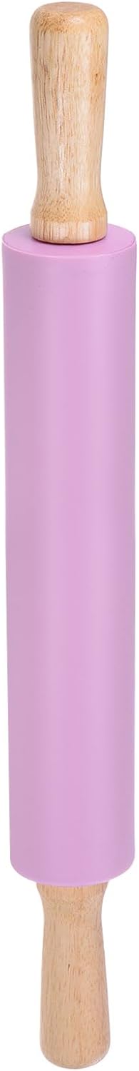 HARFINGTON Silicone Rolling Pins for Baking 12.2 Inch Non-Stick Silicone Surface Wooden Handle Rolling Pin Small Roller Playdough Rolling Pins for Fondant Kitchen Dough Pizza, Green