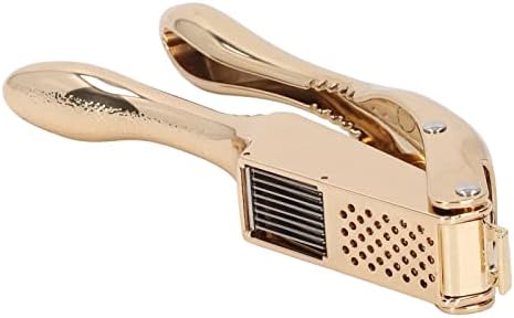 Gold Garlic Press 3 in 1 Heavy Duty Garlic Mincer Easy Squeeze Aluminium Alloy Multipurpose Garlic Crusher for Kitchen