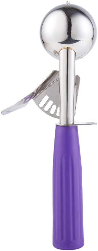 Saebye Portion Scoop - #8 (4 oz) - Disher, Large Ice Cream Scoop with Trigger, Cookie Scoop, Food Scoop, Muffin Scoop - Portion Control - 18/8 Stainless Steel, Grey Handle