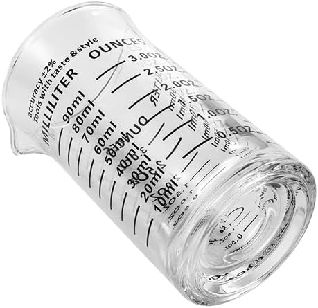 Ackers 3oz/90ml Glass Measuring Cup – Shot Glass with Double Scale-Ounce,Ml Markings for Kitchen & Bar(Black Line)