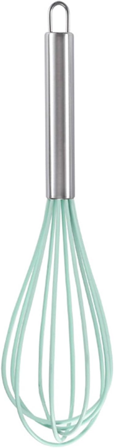 8 Inch Purple Silicone Whisk for Cooking Non Scratch, Small Manual Egg Beater and Baking Mixer, Rust-resistant Metal Wire Pastry Tool for Blending and Stirring