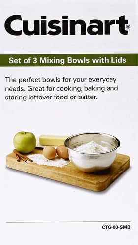 Cuisinart Mixing Bowl Set, Stainless Steel, 3-Piece, CTG-00-SMB