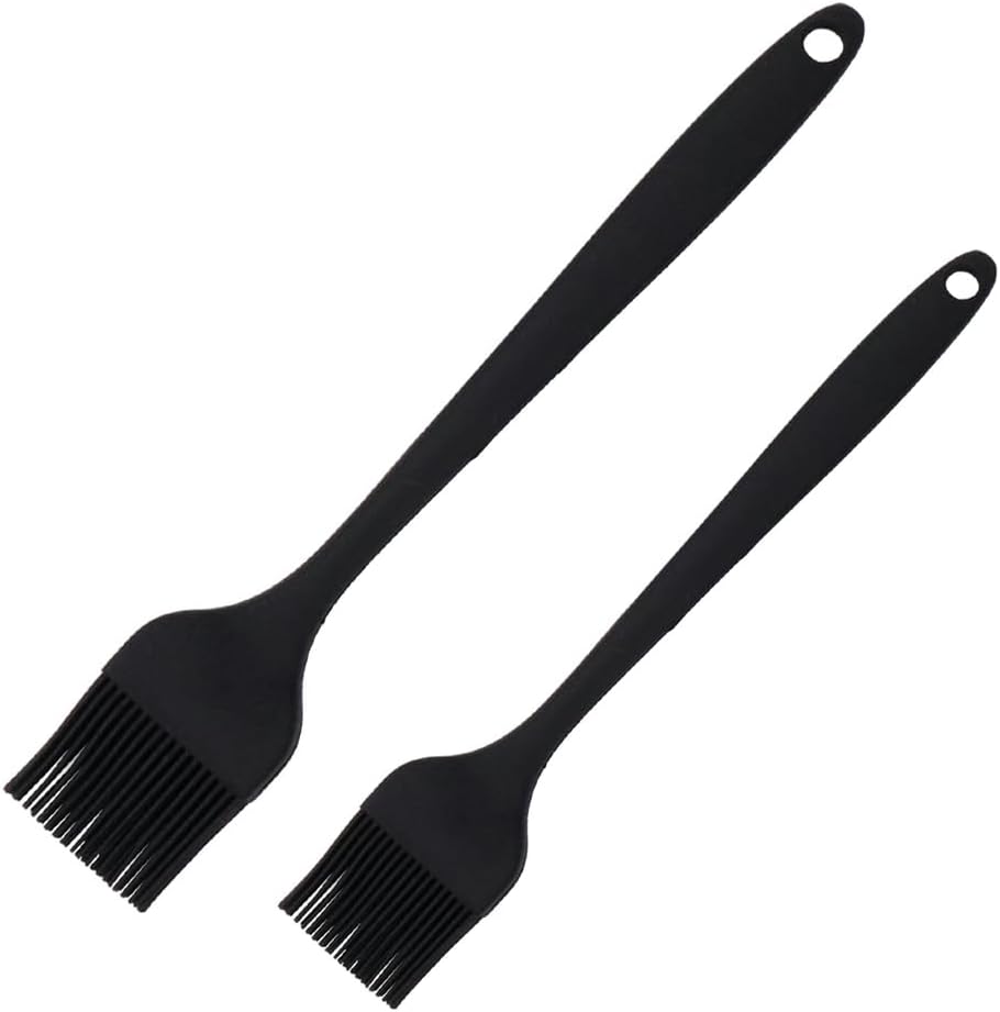 Silicone Basting Pastry Brushes Set, 2 Pcs Heat Resistant Kitchen Cooking Baking Brush for Oil Butter Sauce BBQ Grill, BPA Free, Dishwasher Safe, 8&10 inch