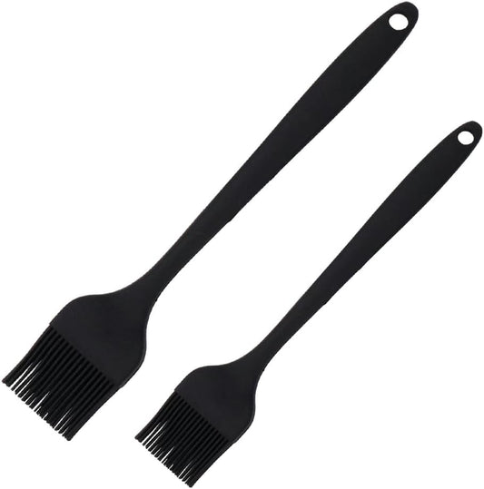 Silicone Basting Pastry Brushes Set, 2 Pcs Heat Resistant Kitchen Cooking Baking Brush for Oil Butter Sauce BBQ Grill, BPA Free, Dishwasher Safe, 8&10 inch